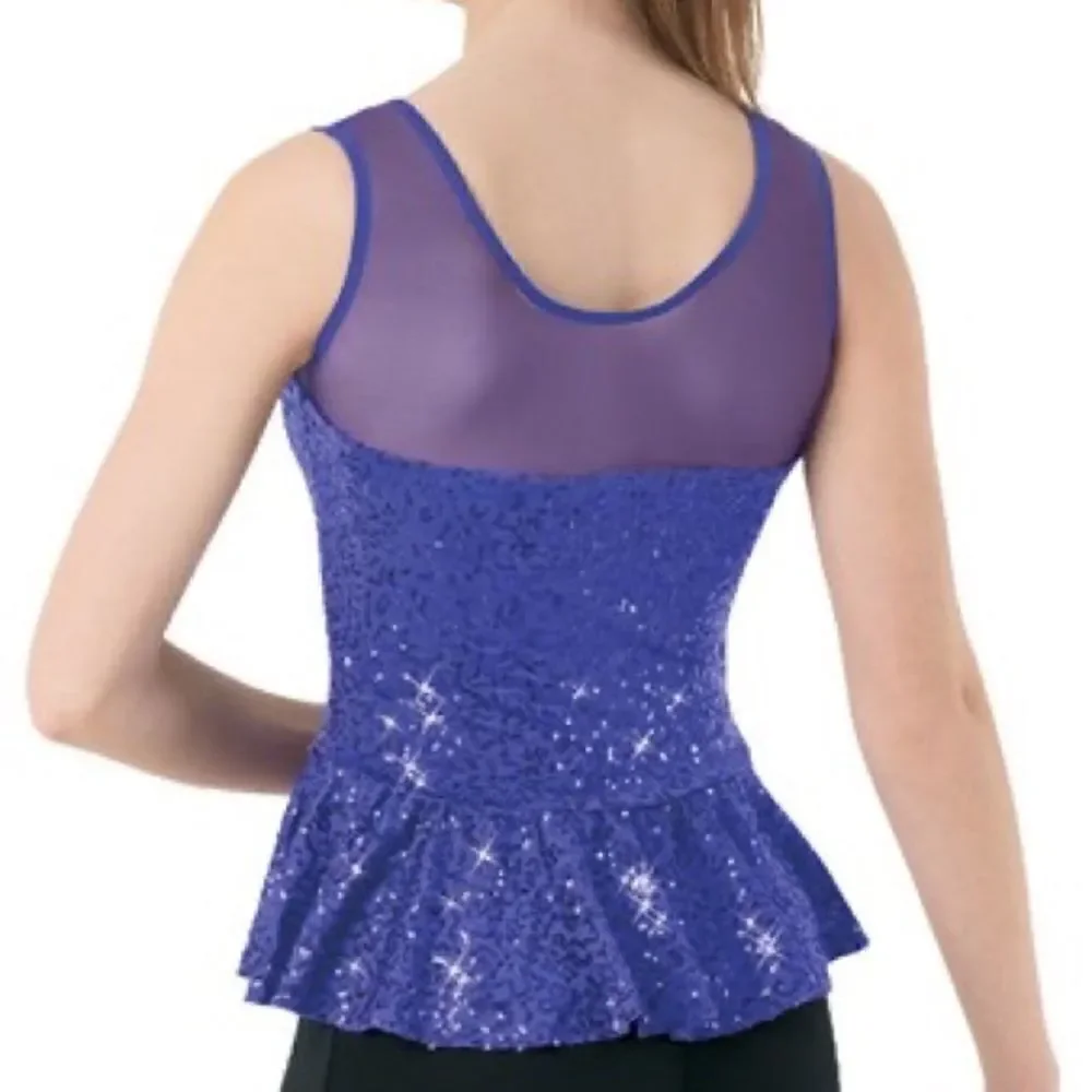 WEISSMAN Balera Dance Costume purple sequin tank peplum SQ7328 TOP Adult MA